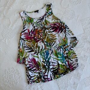 Cupio womens size small tropical print sleeveless layered tank with crochet back